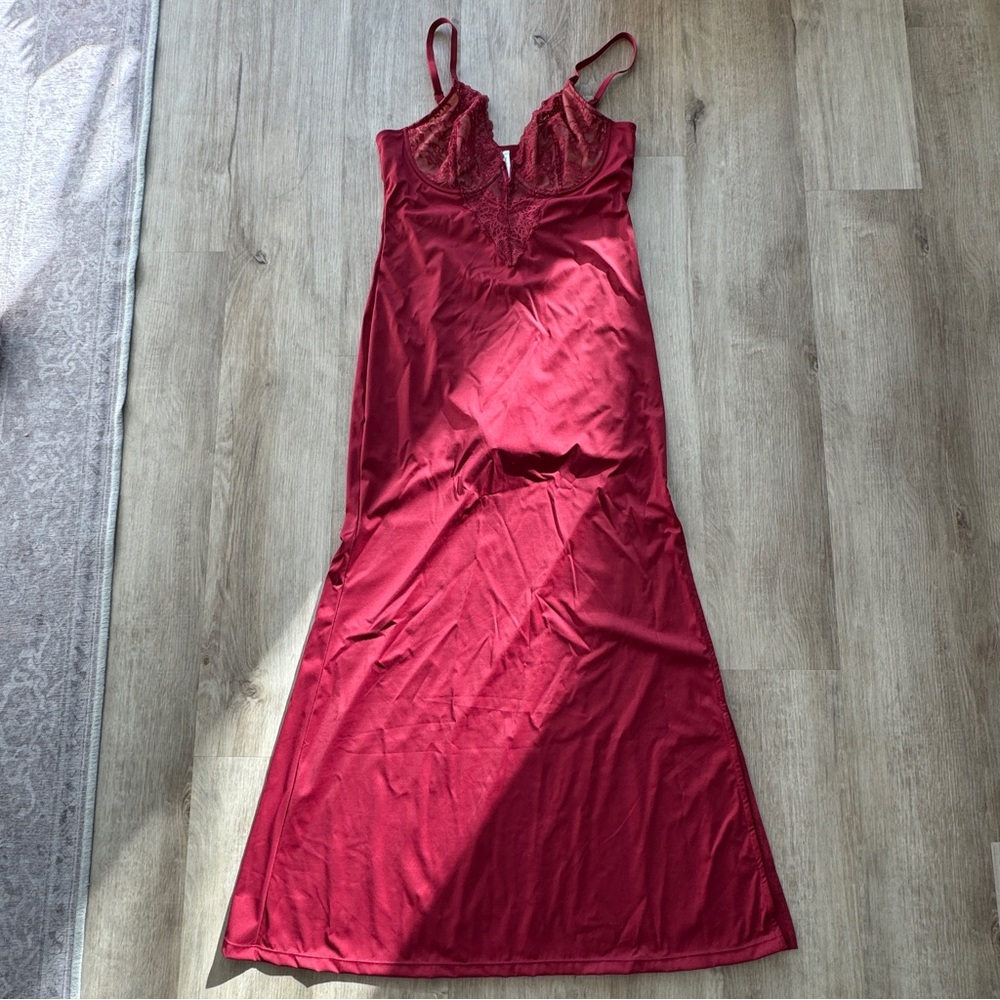 Popilush Shapewear Lace V Neck Side Slit Slimming Maxi Slip Dress sz XXL - Picture 4 of 13